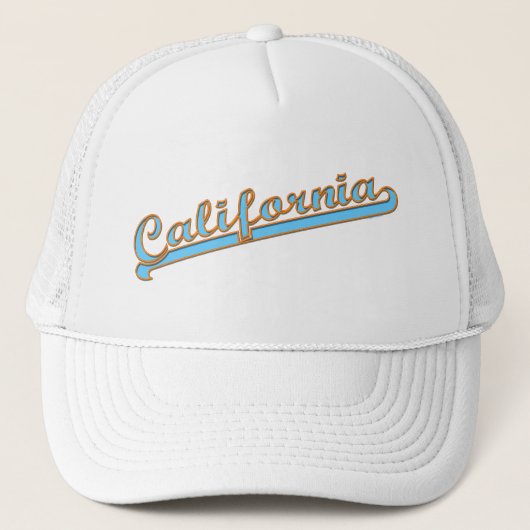 California Retro Surfer Logo Blauwgroen Trucker Pet (Voorkant)