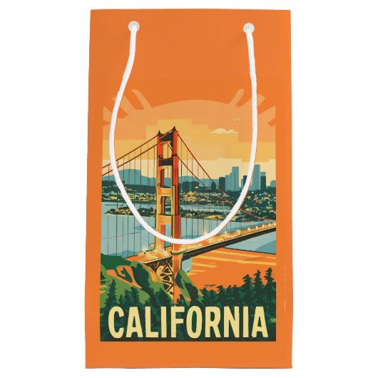 California Retro Travel Gift Bag Klein Cadeauzakje (Voorkant)