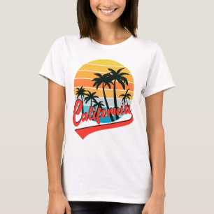 California Retro Zonsondergang Dames Witte T-Shirt