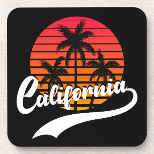 California Retro Zonsondergang En Palmboom Onderze Bier Onderzetter