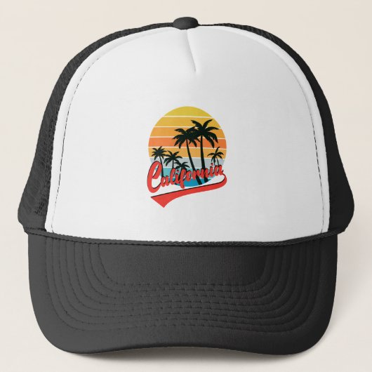 California Retro Zonsondergang Trucker Hoed Trucker Pet (Voorkant)