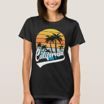 California Retro Zonsondergang Vrouwen Zwart T-shi