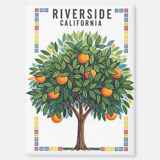 California Riverside Sinaasappel Tree Magneet (Voorkant)