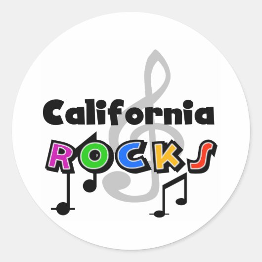 California Rocks Ronde Sticker (Voorkant)