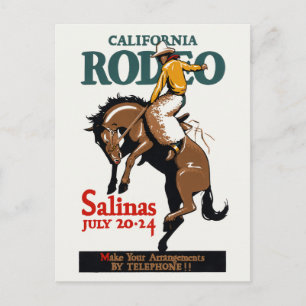 California Rodeo Salinas USA Vintage Poster 1930s Briefkaart