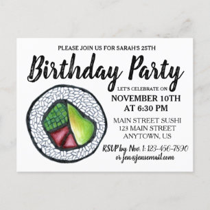 California Roll Japans eten Sushi Verjaardagsfeest Uitnodiging Briefkaart