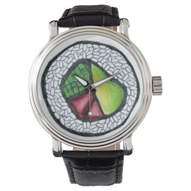 California Roll Japans Food Sushi Rolls Watch Horloge (Voorkant)