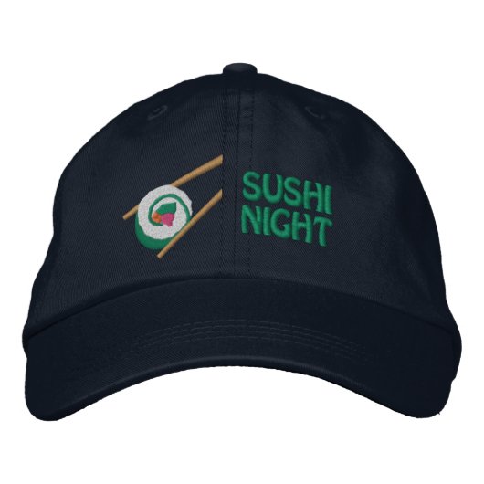 California Roll Sushi Nacht Cap Geborduurde Pet (Voorkant)