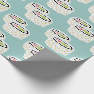 California Roll Sushi Pattern Light Blue Cadeaupapier