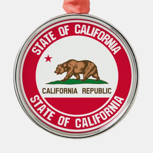 California Round Emblem Metalen Ornament (Voorkant)