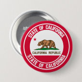 California Round Emblem Ronde Button 7,6 Cm (Voorkant /achterkant)