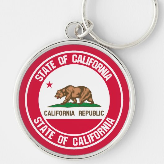 California Round Emblem Sleutelhanger (Voorkant)