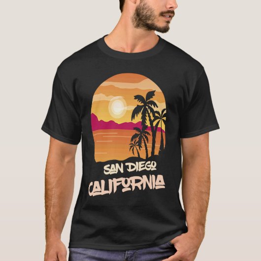 California San Diego Vacation Palm trees Ocean Sur T-shirt (Voorkant)