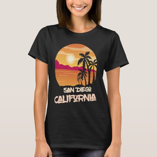 California San Diego Vacation Palm trees Ocean Sur T-shirt (Voorkant)