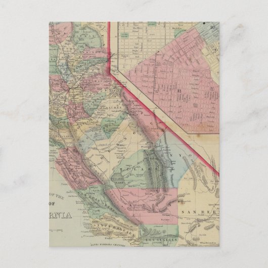 California, San Francisco Map door Mitchell Briefkaart (Voorkant)