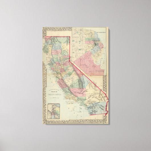 California, San Francisco Map door Mitchell Canvas Afdruk (Voorkant)