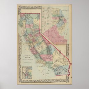 California, San Francisco Map door Mitchell Poster