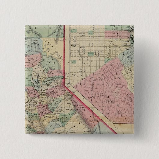California, San Francisco Map door Mitchell Vierkante Button 5,1 Cm (Voorkant)