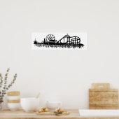 California Santa Monica CA Iconic Pier Silhouette Poster (Keuken)