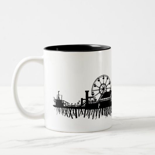 California Santa Monica CA Pier Beach Ferris Wheel Tweekleurige Koffiemok (Links)
