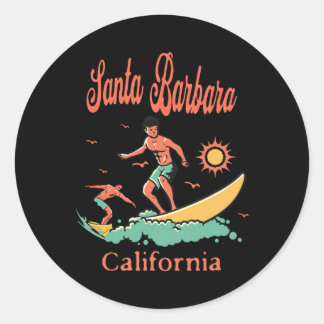 California Santa Rra Ca Surfer Surfing Beach Vacat Ronde Sticker