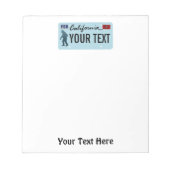 California Sasquatch License Bord Notitieblok (Voorkant)