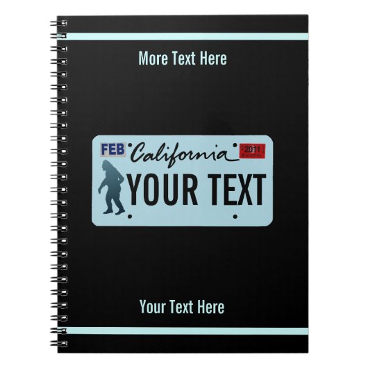 California Sasquatch License Bord Notitieboek (Voorkant)