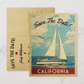 California Save the Date Sailboat Nautical Aankondigingskaart (Voorkant / Achterkant)