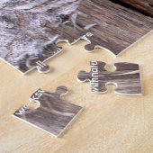 California Scrub Jay Songbird on Treestump Legpuzzel (Zijkant)