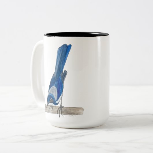 California Scrub Jay Tweekleurige Koffiemok (Voorkant links)