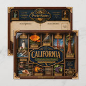 California Shadow Box 3D Figuur Staat Briefkaart (Voorkant / Achterkant)
