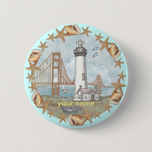 California Shells Lighthouse Ronde Button 5,7 Cm (Voorkant)