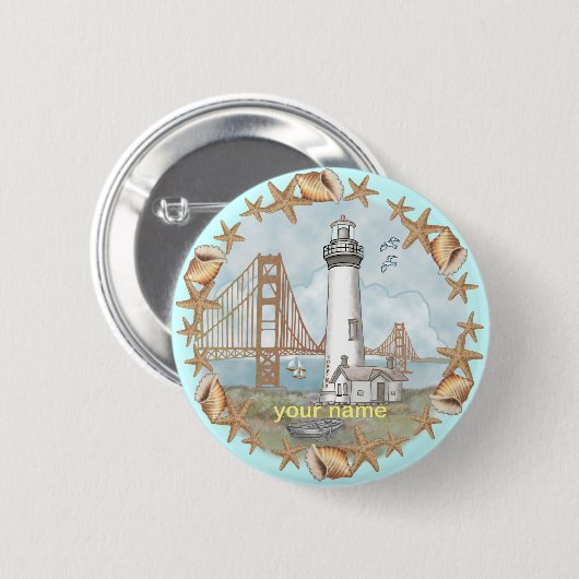California Shells Lighthouse Ronde Button 5,7 Cm (Voorkant /achterkant)