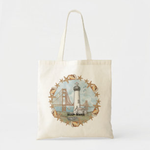 California Shells Lighthouse Tote Bag