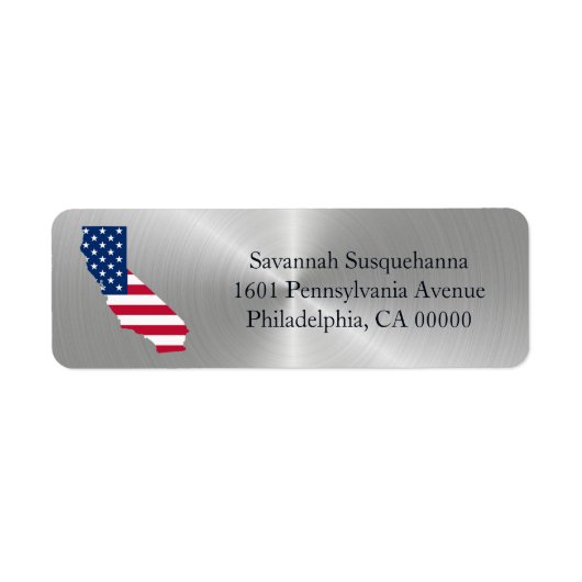 California Silver State American Flag Patriotic Etiket (Voorkant)