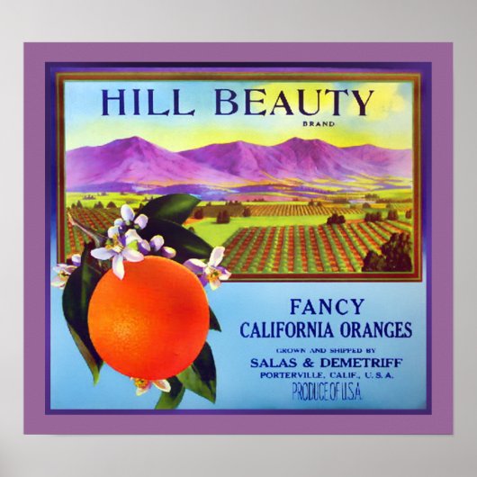 California Sinaasappels Fruit Advertisement Print (Voorkant)