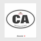 California staat afkorting ovale vinyl sticker (Vel)
