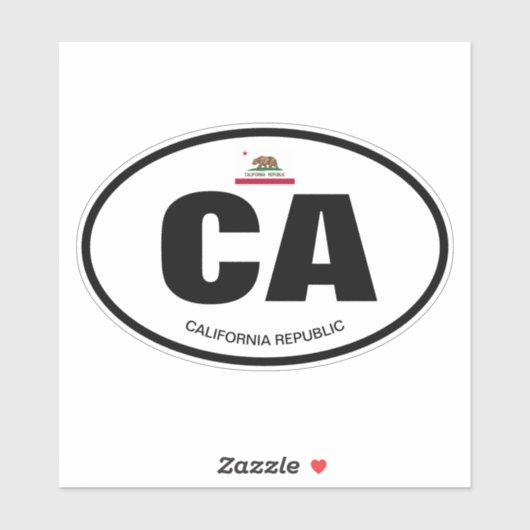 California staat afkorting ovale vinyl sticker (Vel)