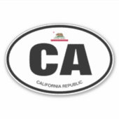 California staat afkorting ovale vinyl sticker (Voorkant)