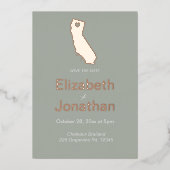 California Staat Kaart Script Save The Date Roos (Voorkant)