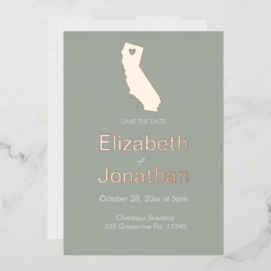California Staat Kaart Script Save The Date Roos (Envelop)