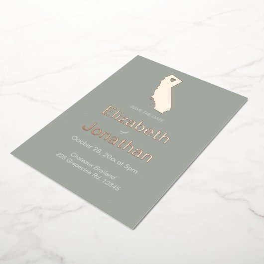 California Staat Kaart Script Save The Date Roos (Gedraaid)