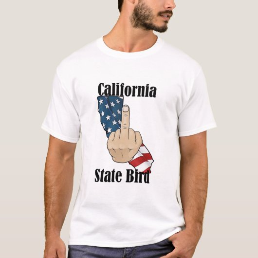 California staat vogel T-shirt middelvinger vlag (Voorkant)