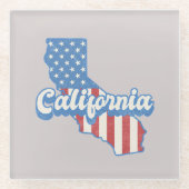 California Stars & Stripes Silhouet Glazen Onderzetter (Voorkant)