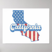 California Stars & Stripes Silhouet Poster (Voorkant)