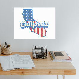 California Stars & Stripes Silhouet Poster