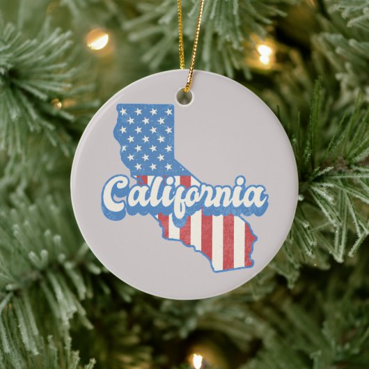 California Stars & Stripes Silhouette  Keramisch Ornament (Boom)