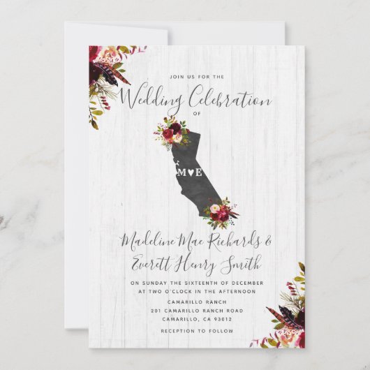 California State Bestemming Uitnodiging voor bruil (Voorkant)