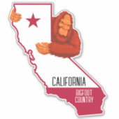 California State Bigfoot Country Funny Sticker (Voorkant)