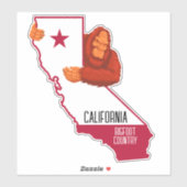 California State Bigfoot Country Funny Sticker (Vel)